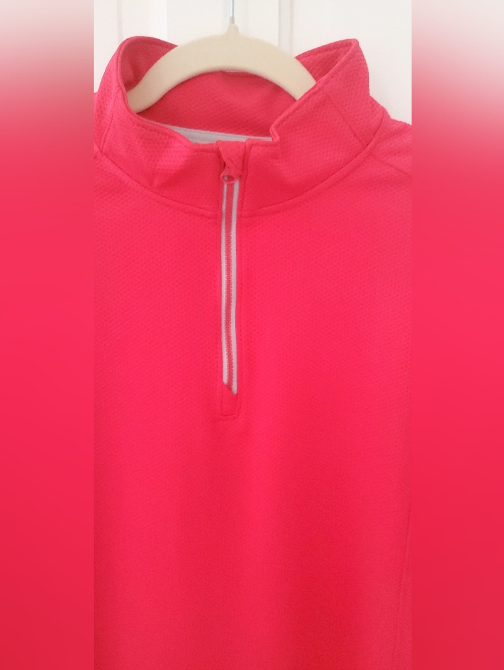 Ladies Sports Pullover Sport-Tek Hot Pink Quarter-Zip Longsleeve Large
